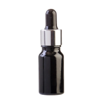 10ml Black Glass Dropper Bottle | Silver & Black Pipette | 18mm Neck 1