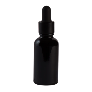 10ml black glass dropper bottle with smooth black & black pipette|18mm neck