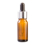 10ml Amber Glass Dropper Bottle | Silver & Black Pipette | 18mm Neck 10mlamberglassaromatherapybottlewithpipette black silvercollar 1862